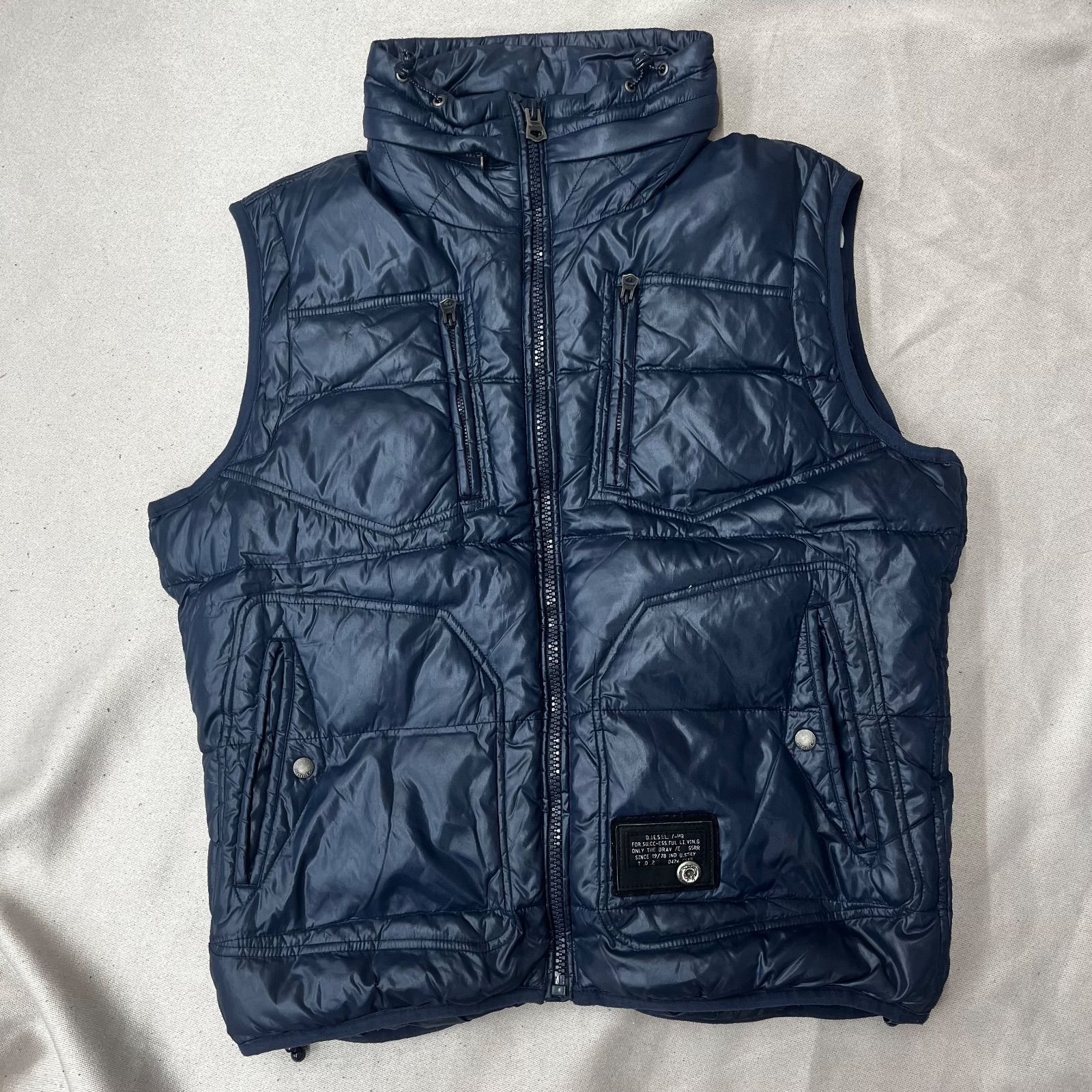 DIESEL ディーゼル ダウンベスト XL DIESEL ディーゼル ダウンベスト フルジップ XLサイズ ネイビー 紺