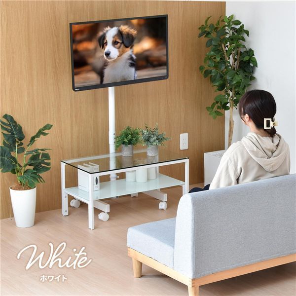 キャスター付きテレビスタンド ホワイト 組立品