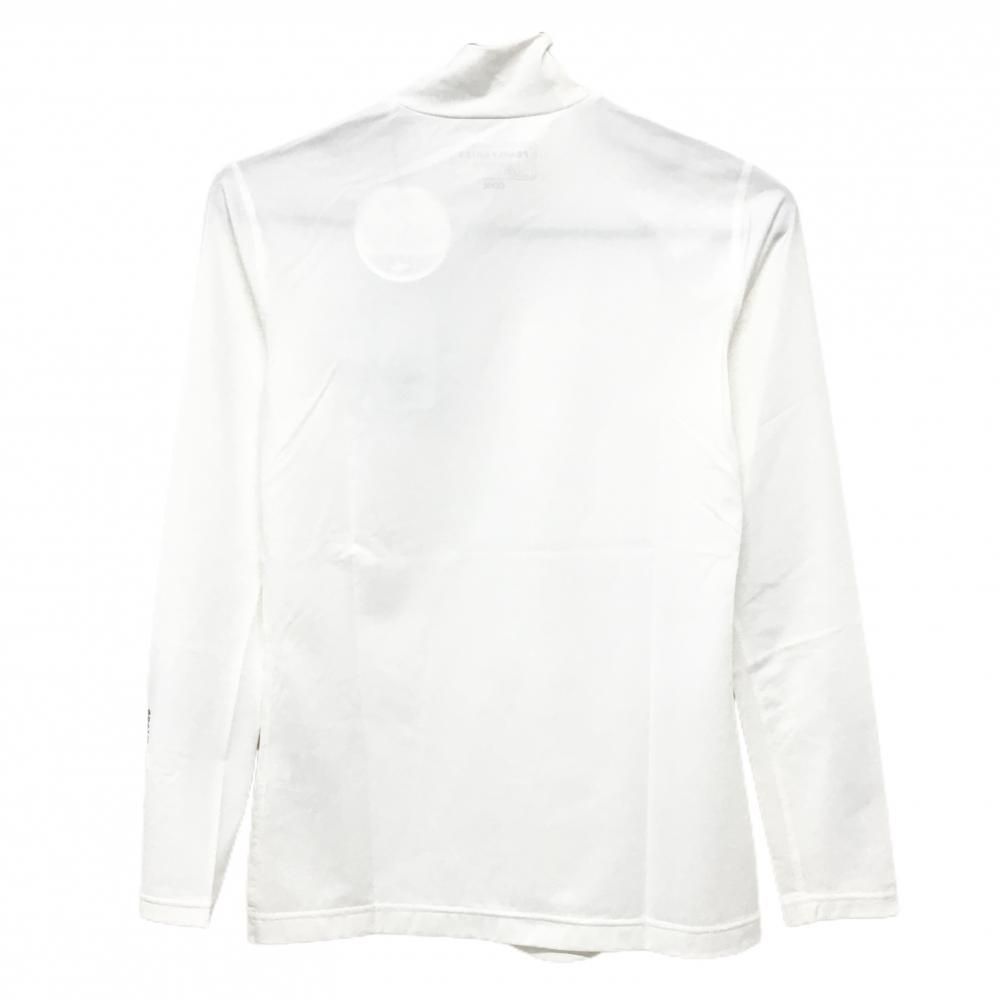 新品　パーリーゲイツ　ハイネックシャツ　長袖カットソー　インナー　ホワイト　0 新品】パーリーゲイツ ハイネックインナーシャツ 白×黒 袖ロゴ 多機能