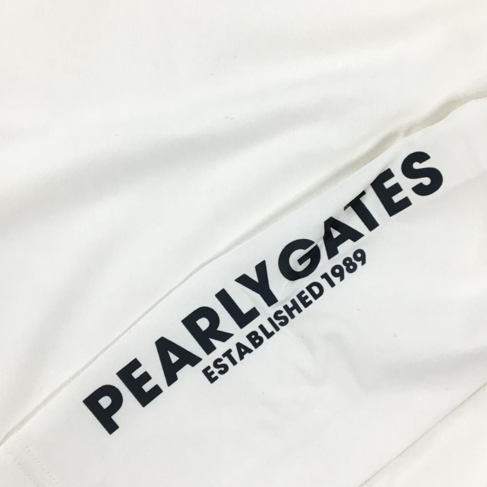 新品】パーリーゲイツ ハイネックインナーシャツ 白×黒 袖ロゴ 多機能