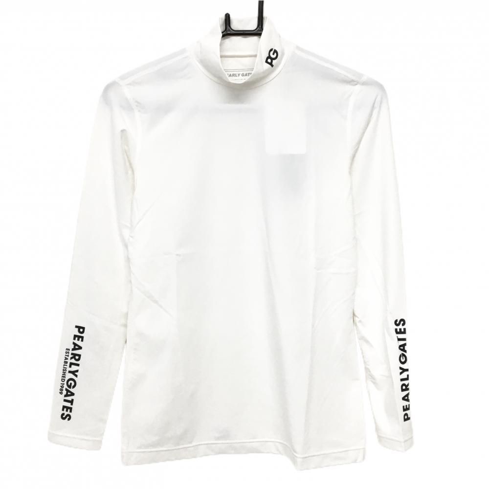 新品】パーリーゲイツ ハイネックインナーシャツ 白×黒 袖ロゴ 多機能