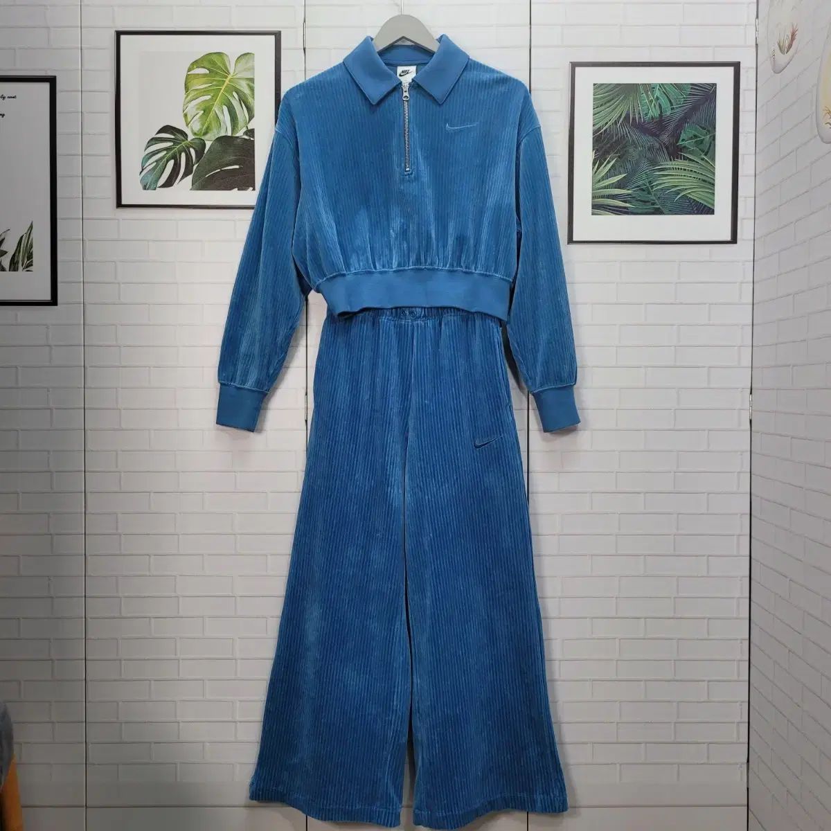 NIKE ナイキ 上下セット ゴージ ツアーベルベット ハーフジップ 長袖 クロップド ワイド パンツ S M サイズ