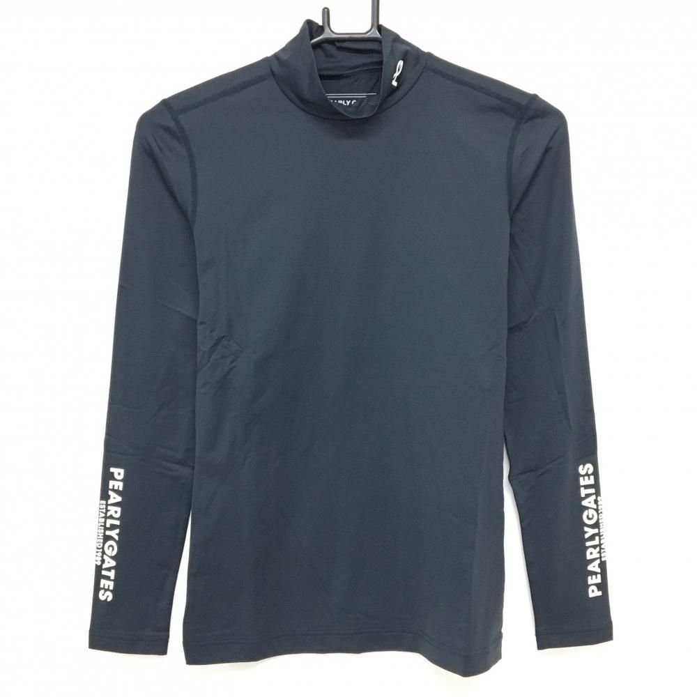 新品】パーリーゲイツ ハイネックインナーシャツ ネイビー×白 袖ロゴ