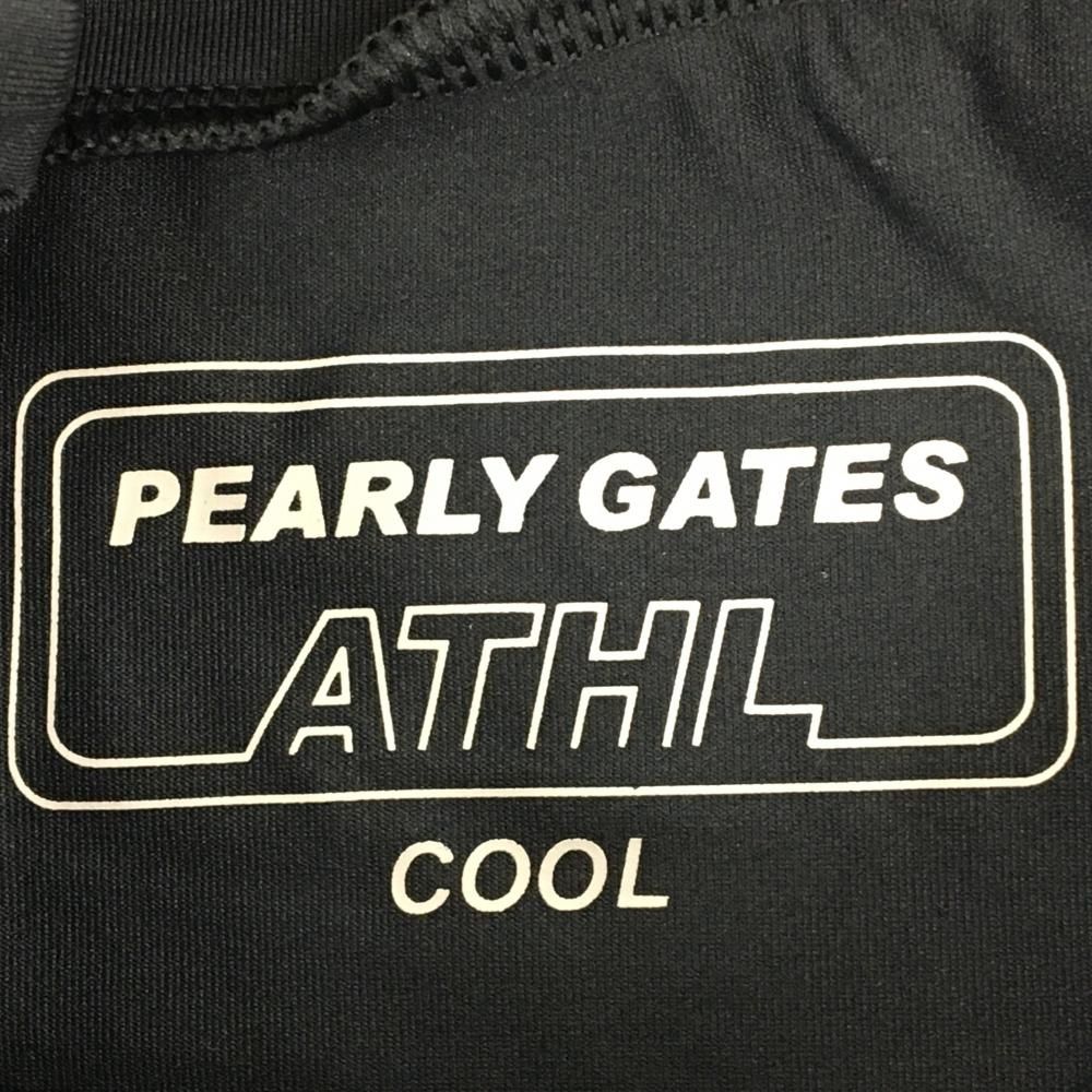 新品】パーリーゲイツ ハイネックインナーシャツ ネイビー×白 袖ロゴ