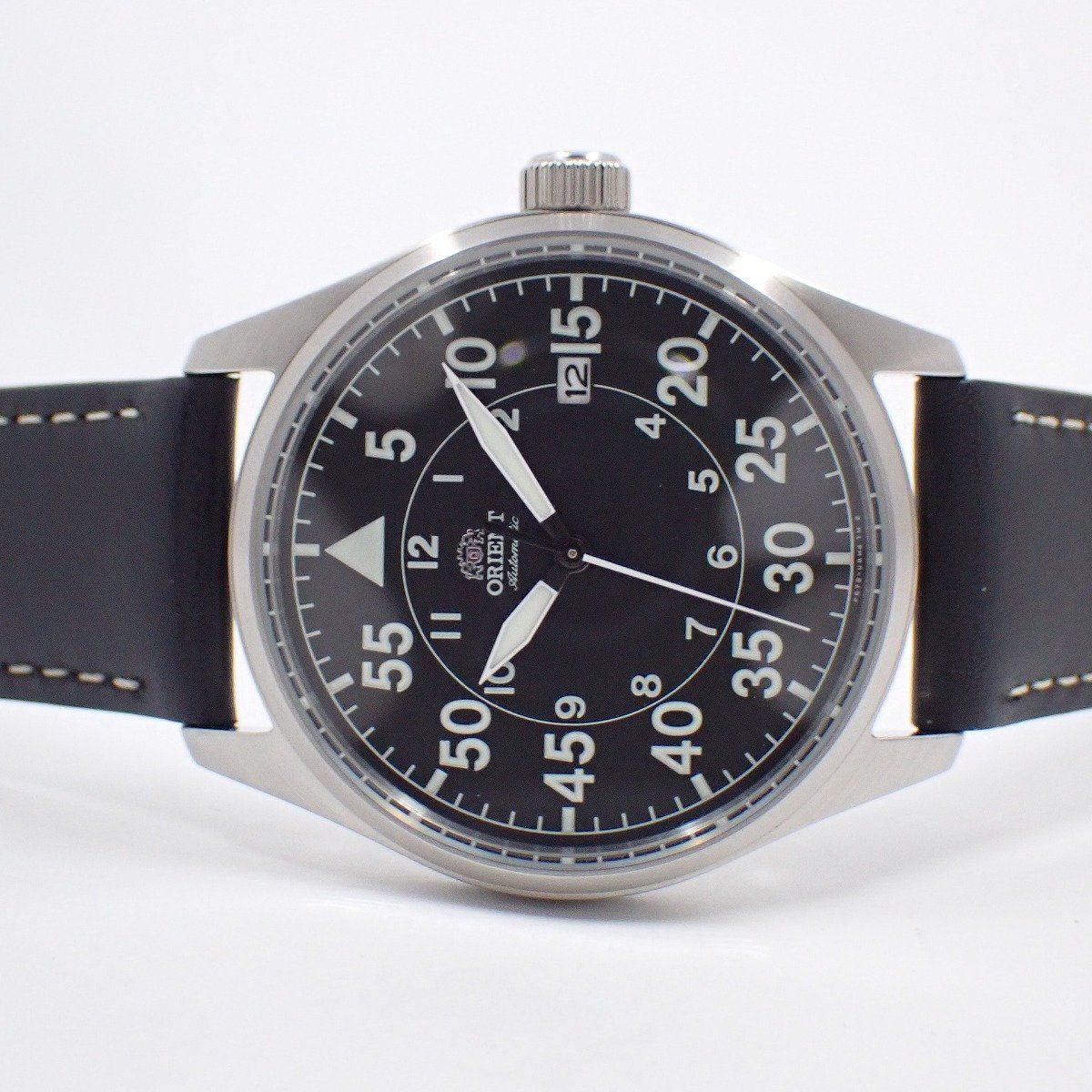 オリエント スポーツ 自動巻き メンズ 腕時計 黒文字盤 革ベルト RN-AC 0 H 03 B