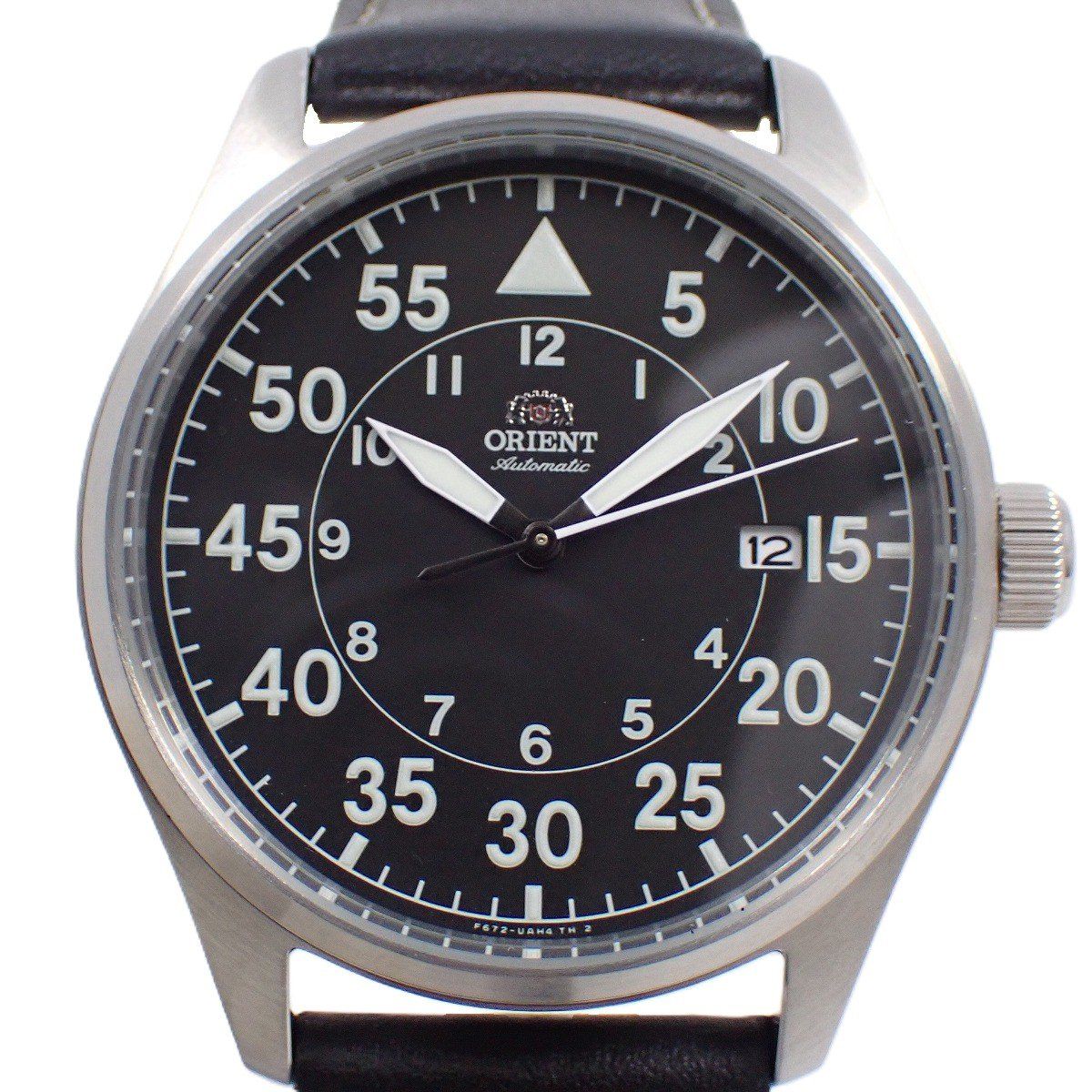 オリエント スポーツ 自動巻き メンズ 腕時計 黒文字盤 革ベルト RN AC 0 H 03 B