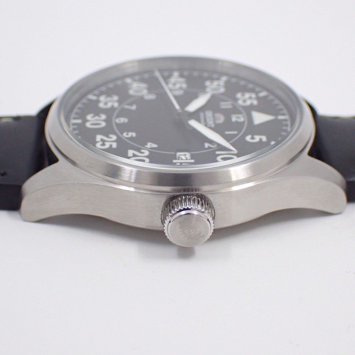  オリエント スポーツ 自動巻き メンズ 腕時計 黒文字盤 革ベルト RN AC 0 H 03 B 自動巻き時計 腕時計(アナログ)