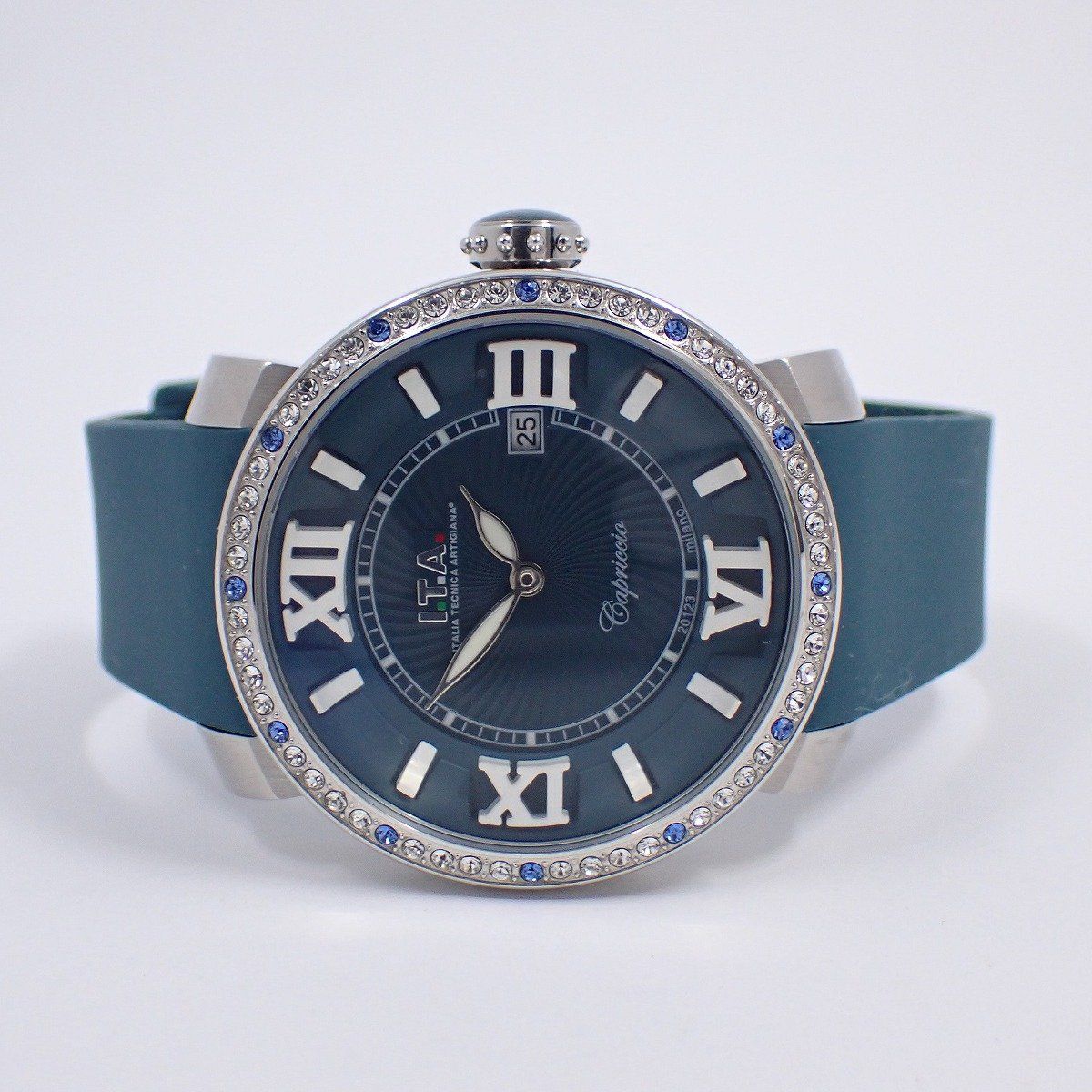 I T A カプリッチョ プレツィオゾ クォーツ レディース 腕時計 ブルー系文字盤 ラバーベルト Ref 03 01