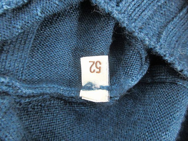 【中古】FILIPPO DE LAURENTIIS プルオーバー ニット セーター Vネック 長袖 リブ 無地 ブルー系 サイズ52 フィリッポ デ ローレンティス FILIPPO DE LAURENTIIS プルオーバー