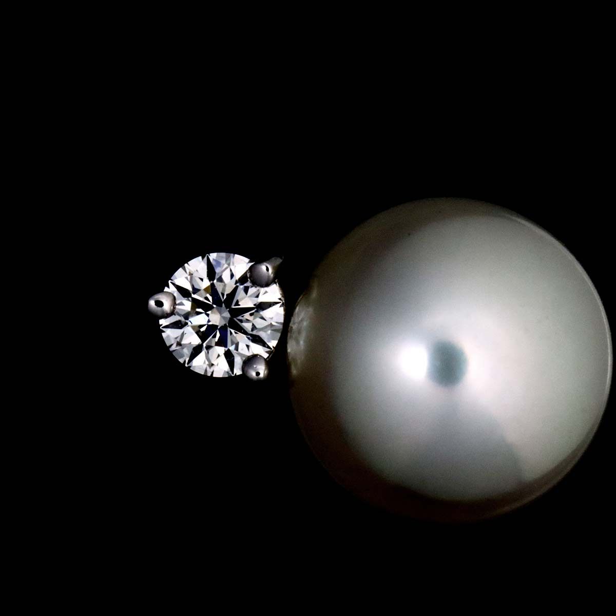 ミキモト MIKIMOTO アコヤ真珠 7.7mm ダイヤ ピアス K18 WG ホワイト