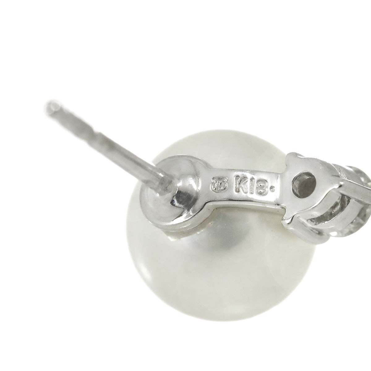 ミキモト MIKIMOTO アコヤ真珠 7.7mm ダイヤ ピアス K18 WG ホワイト