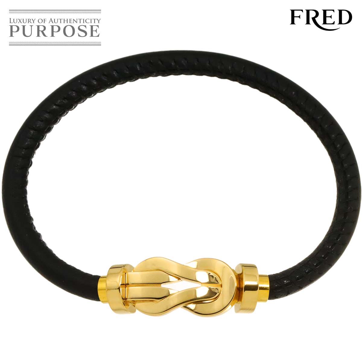 フレッド FRED シャンス アンフィニ ブレスレット ラージ LM 17 K 18 YG 750 レザー ケーブル Chance Infini Bracelet