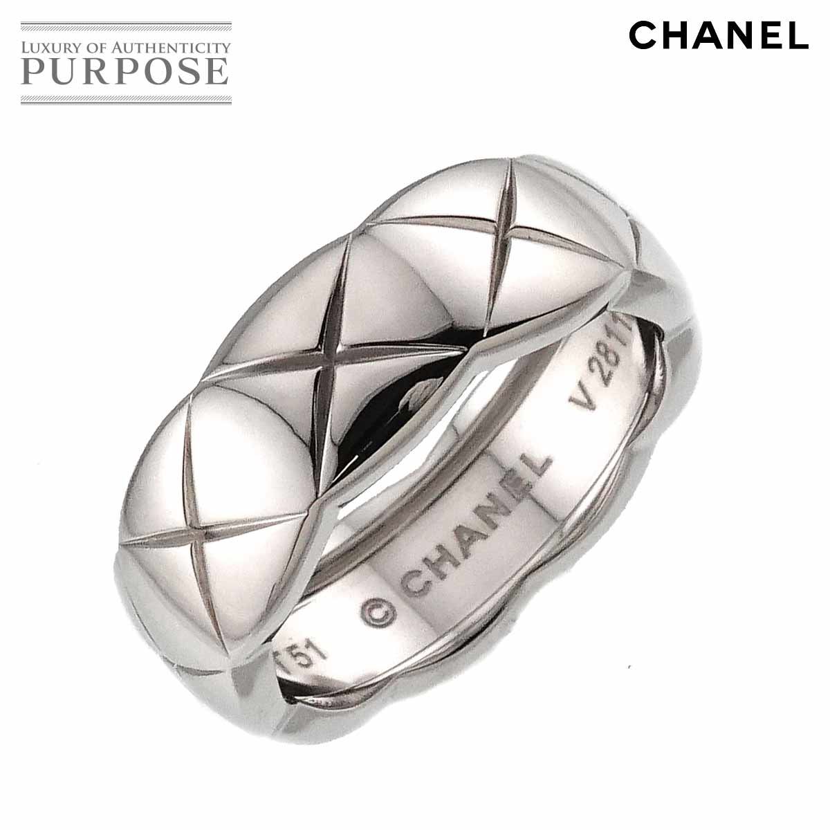 シャネル CHANEL ココクラッシュ ミディアム 51 リング K 18 WG 750 マトラッセ 指輪 Coco Crush Ring