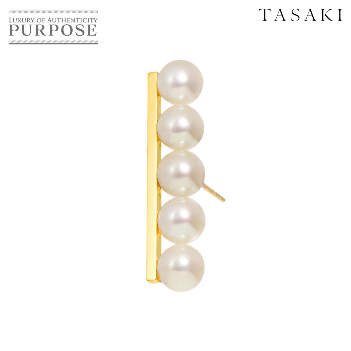 タサキ TASAKI ンス プラス ピアス アコヤ真珠 5 8 mm K 18 YG イエローゴールド パール 片方のみ 片耳 Earring Pierced