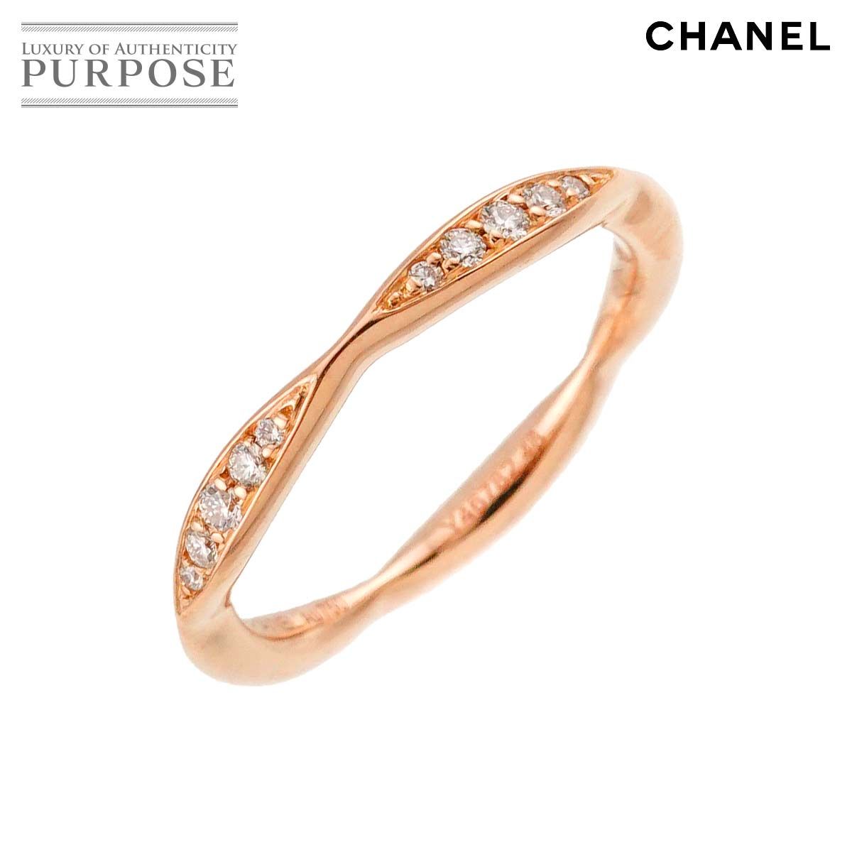 シャネル CHANEL カメリア 48 リング ハーフ ダイヤ K 18 PG ピンクゴールド 750 指輪 Camelia Ring