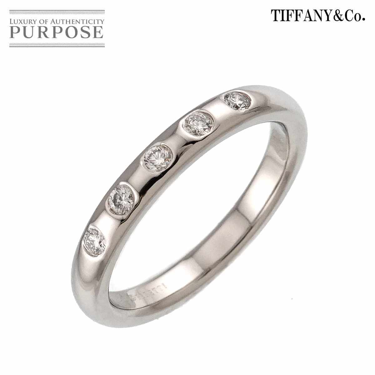ティファニー TIFFANY Co スタッキング バンド 10 5号 リング ダイヤ 5 P Pt プラチナ 指輪 Stacking Band Ring