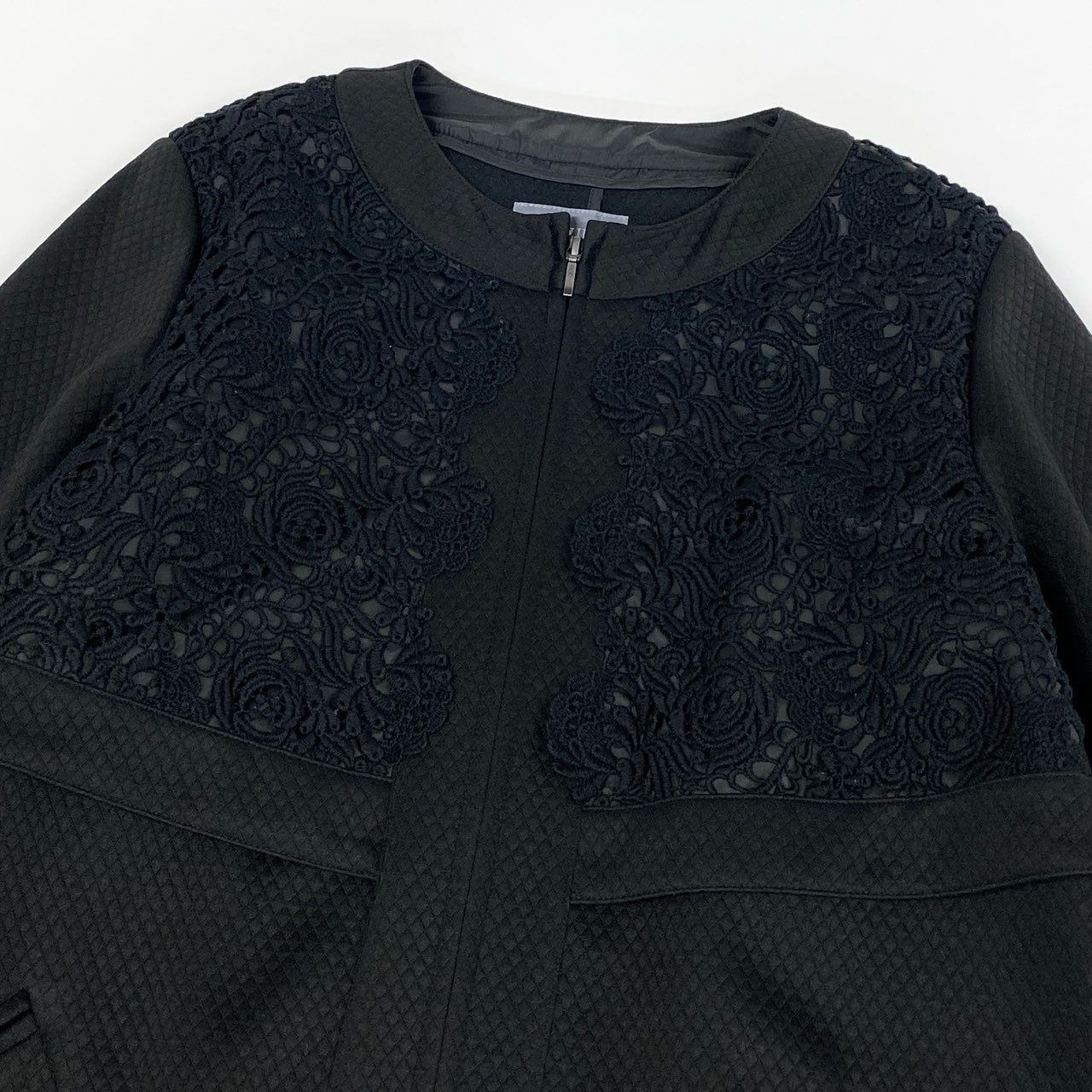 トクコプルミエヴォル 刺繍、レース シースルーチュール 羽織り ブラック トクコのレース使いの羽織り物 トクコプルミエヴォル 刺繍、レース