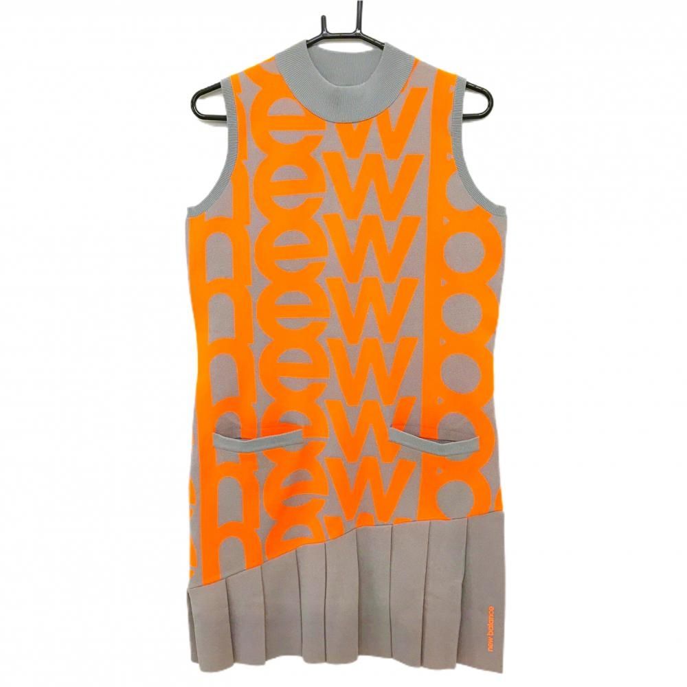 新品】ニューバランスゴルフノースリーブニットワンピースグレー×蛍光