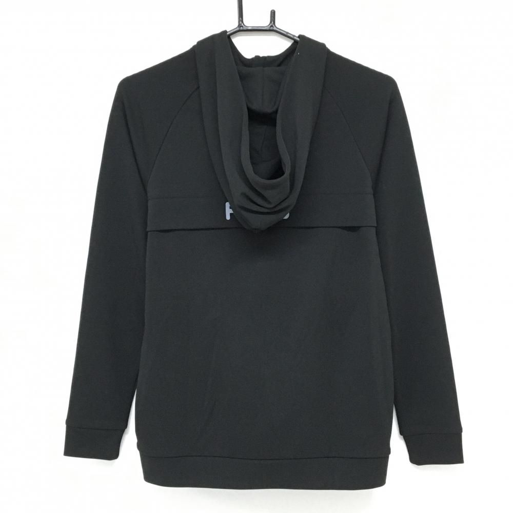 ピン フード付長袖シャツ 黒×白 胸元切替 ハーフジップ レディース M ゴルフウェア PING