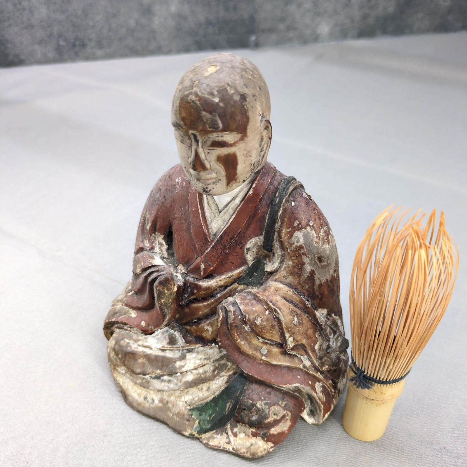 木彫 彩色仏像 僧形坐像 古作 骨董 A653 - メルカリ