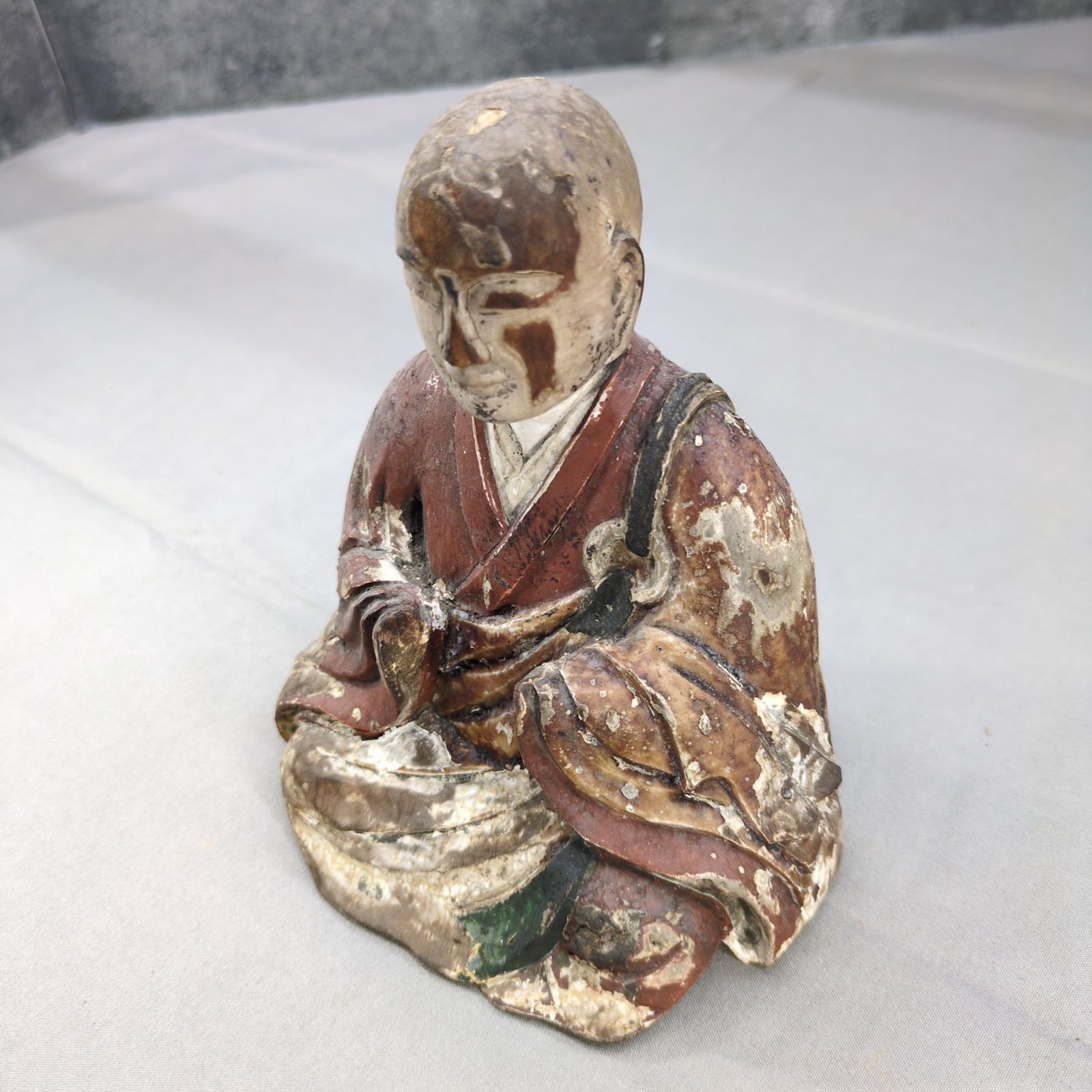 木彫 彩色仏像 僧形坐像 古作 骨董 A653 - メルカリ