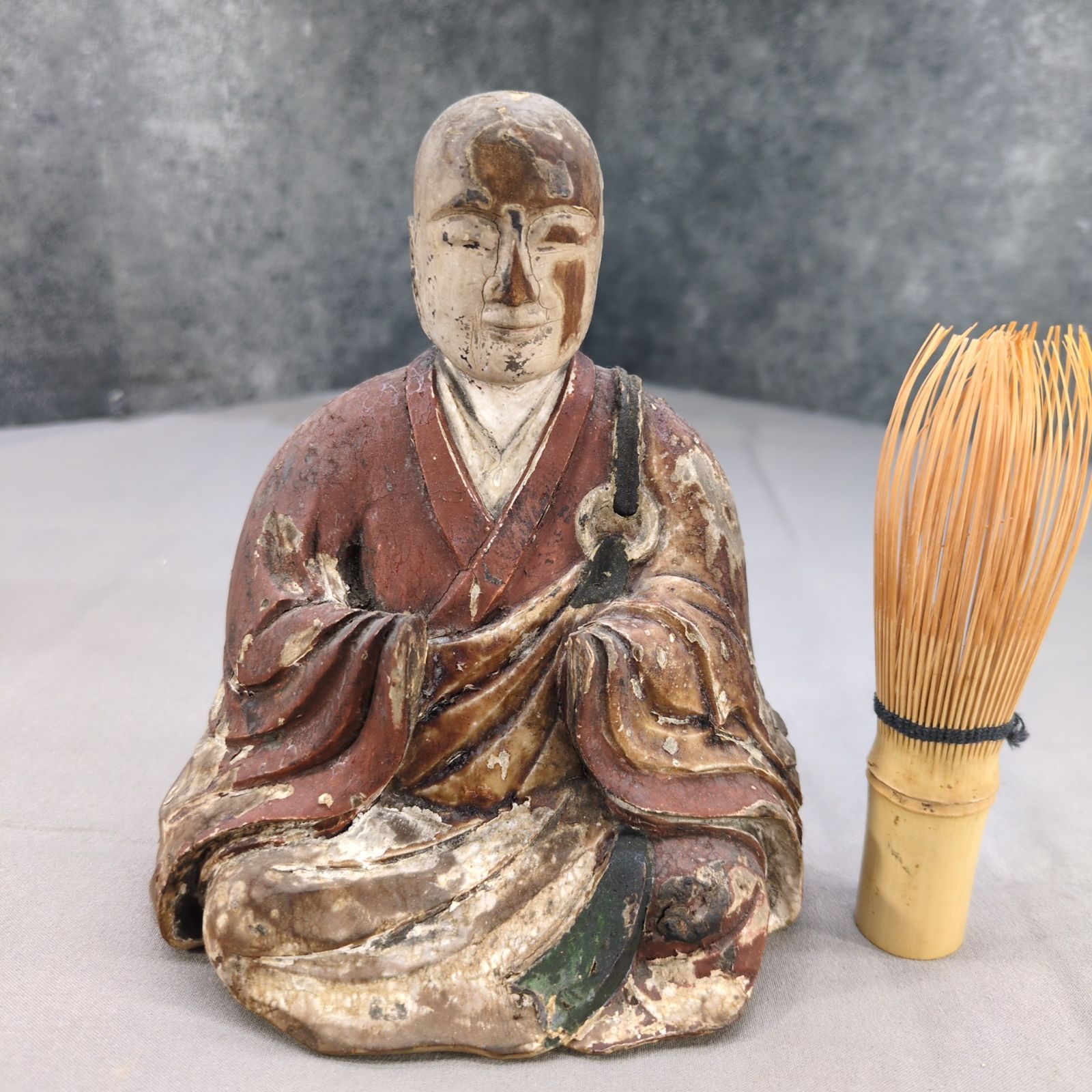 木彫 彩色仏像 僧形坐像 古作 骨董 A653 - メルカリ