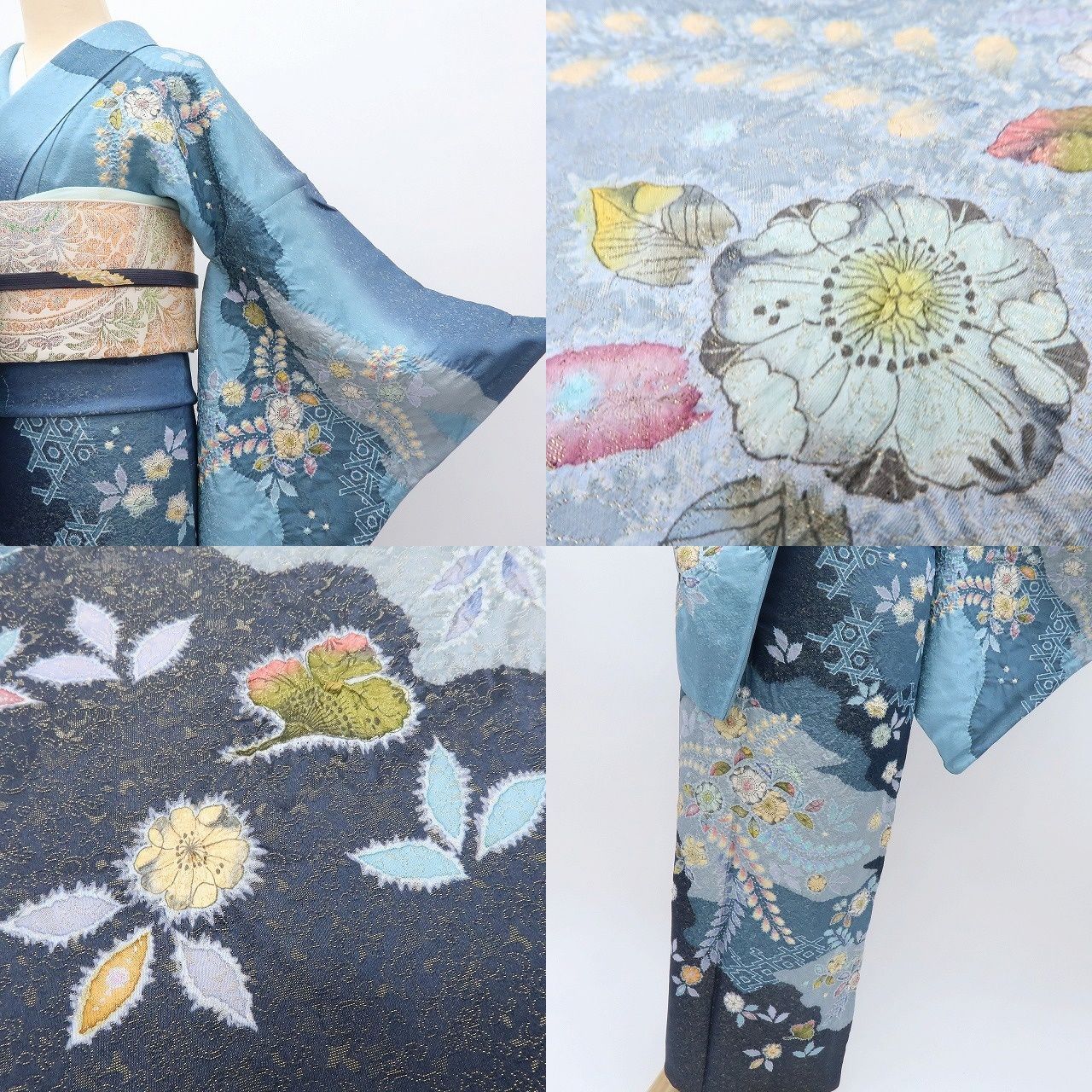 百華❀Y4184◇美品 翠山工房 桐屋の辻が花 金通し 絞り 手縫い仕立て