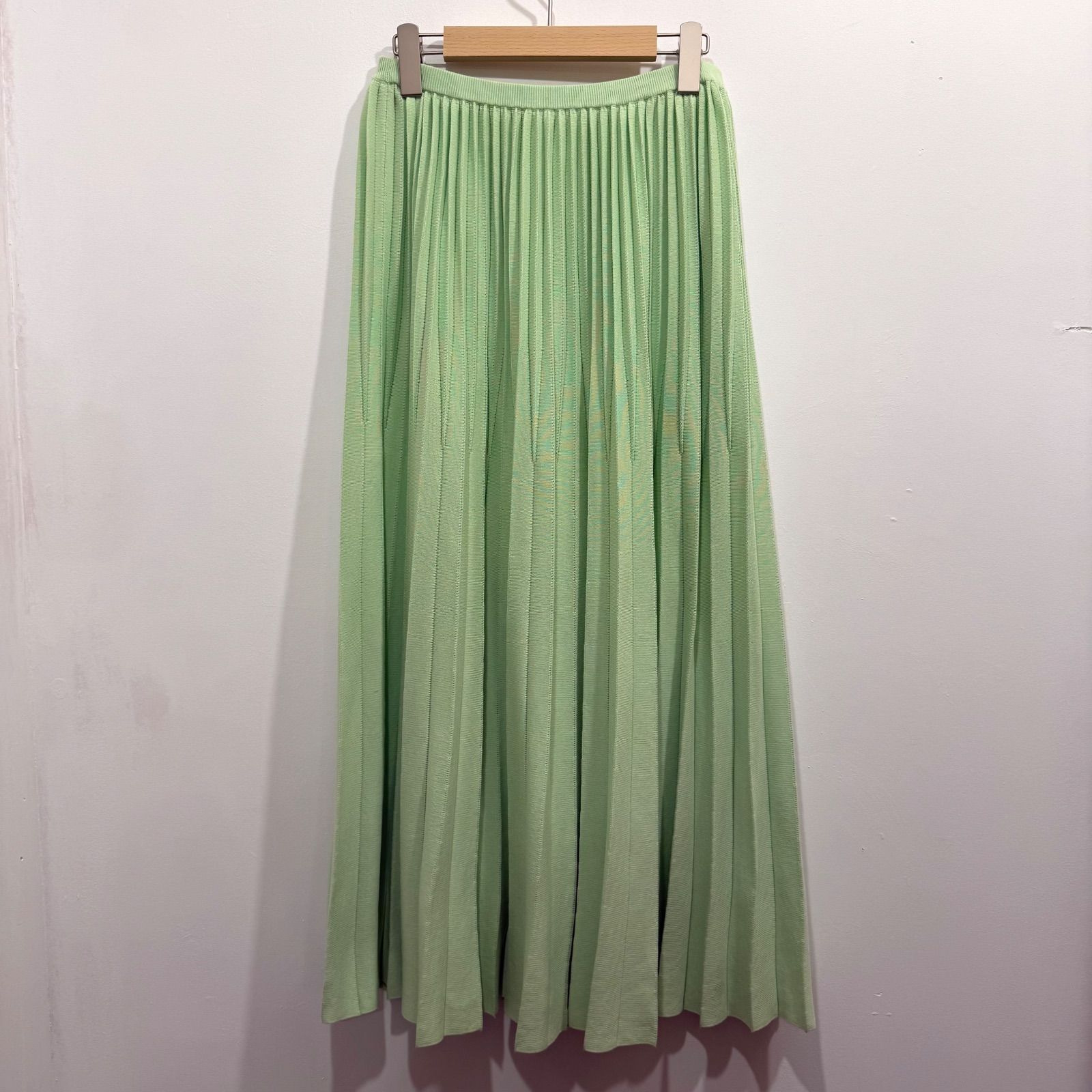 Drawer ドゥロワー 18 Gプリーツニットスカート グリーン み