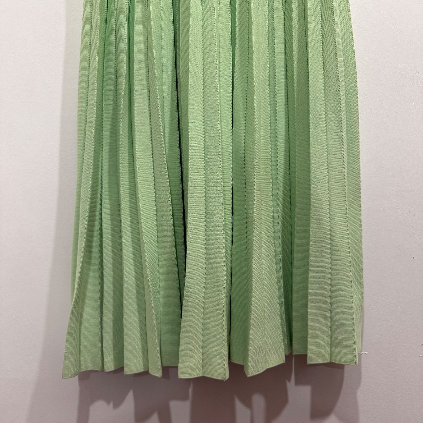  Drawer ドゥロワー 18 Gプリーツニットスカート グリーン み プリーツスカート ロングスカート