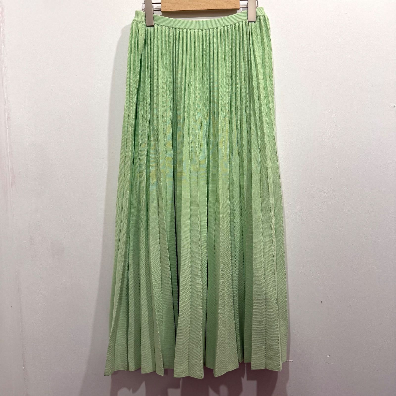 Drawer ドゥロワー 18 Gプリーツニットスカート グリーン み