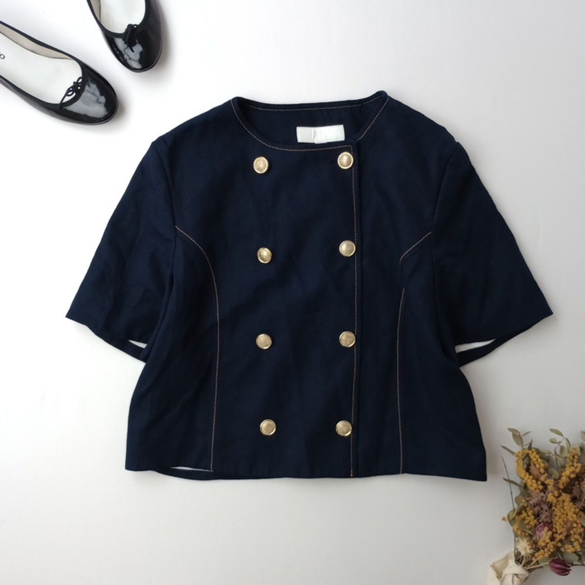 ZARA ザラ ショートスリーブ ブレザー コントラストステッチ