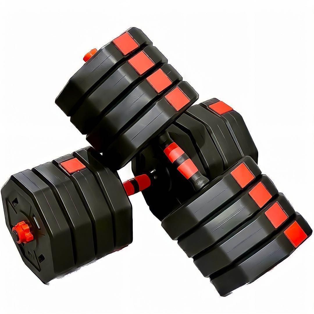即購入可 50kg バーベルにもなる角型ダンベル 25kg×2個セット 可変式