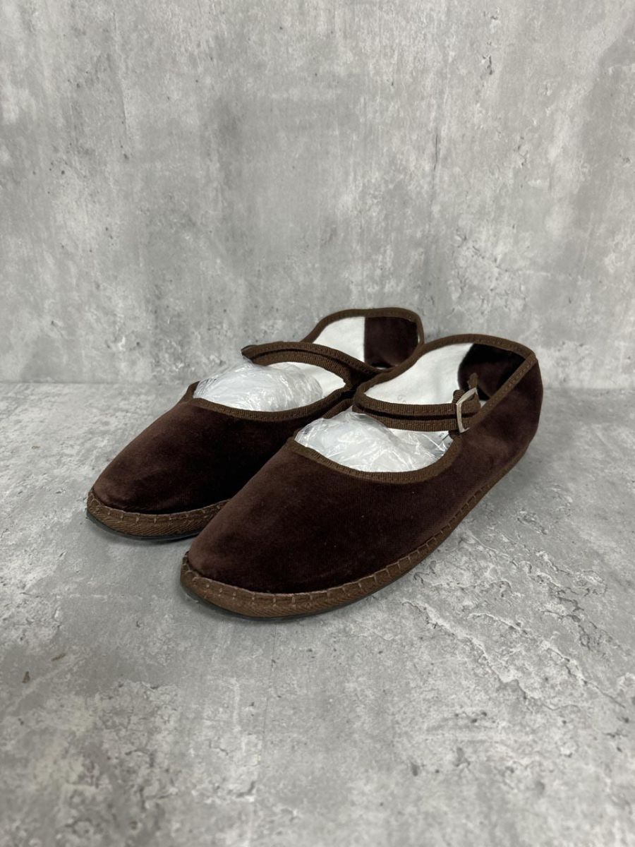 drogheria Crivellini ベルベット ストラップシューズ パンプス size24ｃｍ/茶 ■■◎レディース