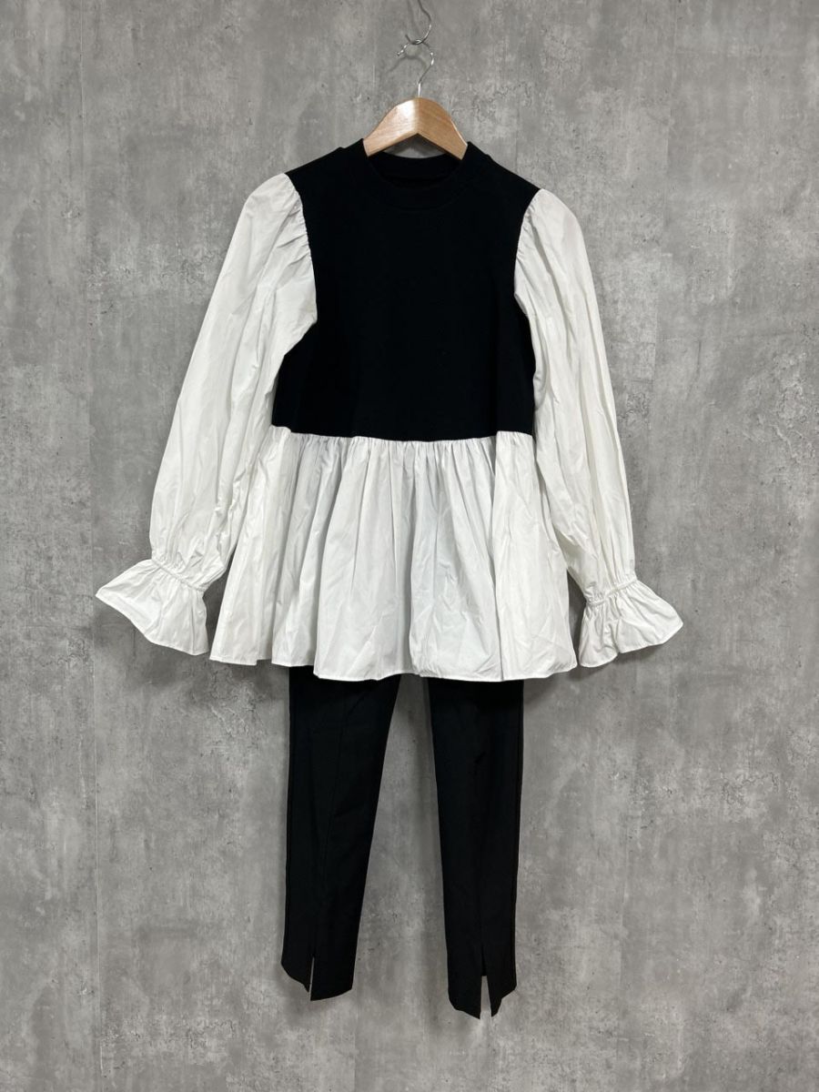 anana ドッキング ブラウス セットアップ size02/白x黒