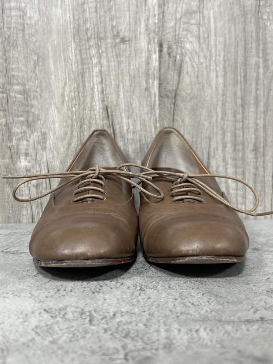 chausser ショセ レースアップ ミドルヒール パンプス size 24 茶 レディース