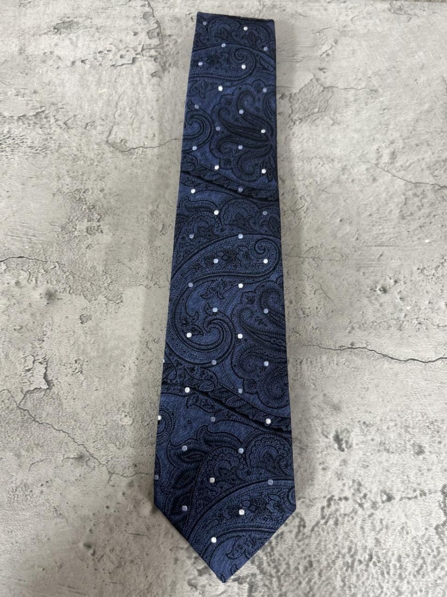 DURBAN ダーバン ペイズリー柄 光沢 ジャガード織り 希少 ネクタイ 紺