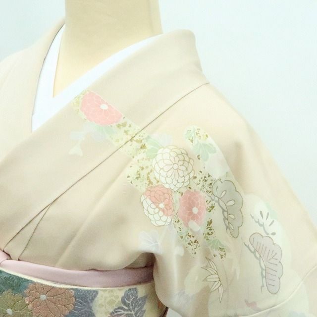 ｍ2303＊新品 正絹 仕付け糸付き 芍薬 手縫い仕立て 訪問着 m2303＊新品 正絹 仕付け糸付き 芍薬 手縫い仕立て 訪問着 Y2415◇金