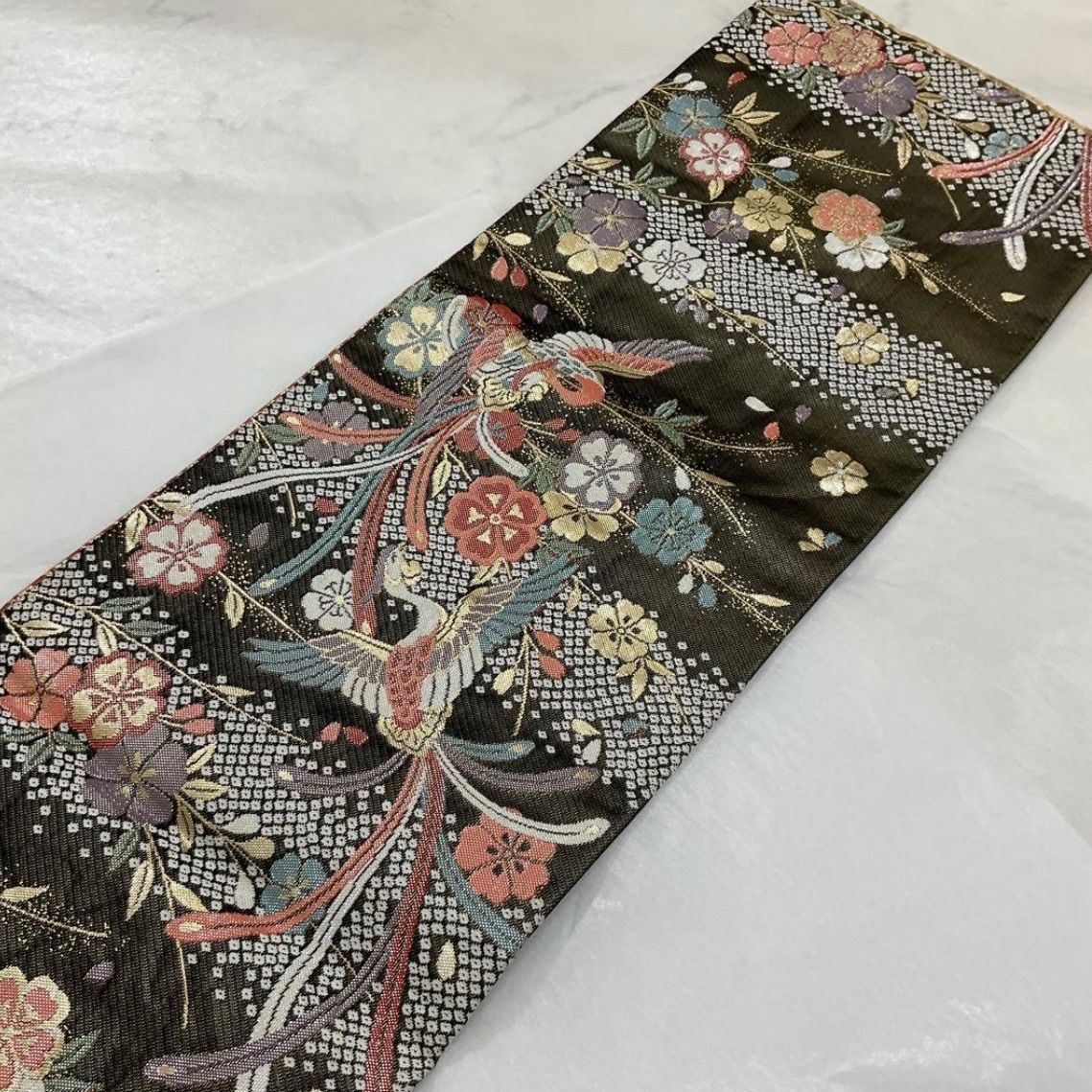  ●kimono one●kimonoarisa●♥同然●六寸帯●最 西陣織●正絹●長尺●リバーシブル●431 cm● 半巾 半幅 小袋帯 帯