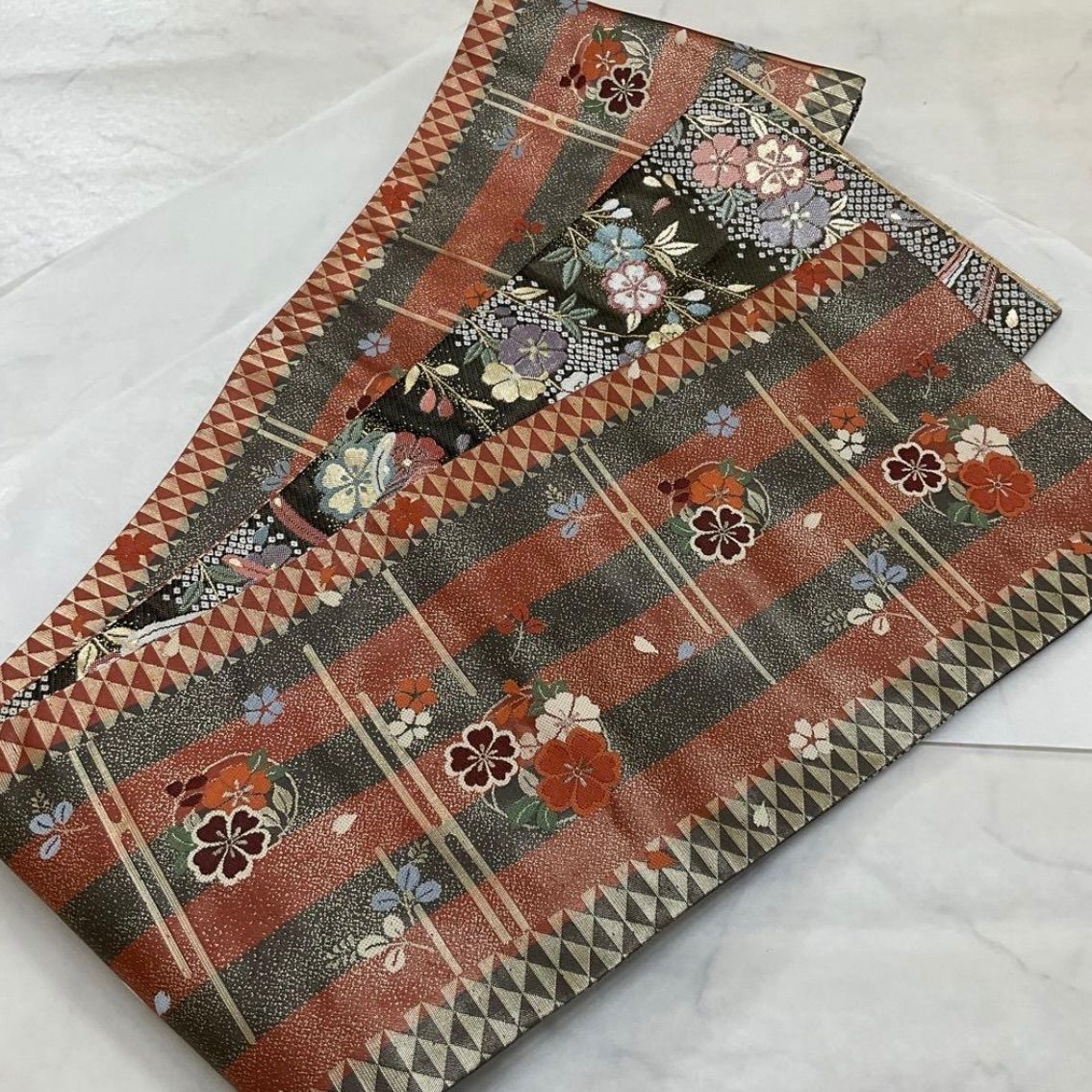 ●kimono one●kimonoarisa●♥同然●六寸帯●最 西陣織●正絹●長尺●リバーシブル●431 cm●