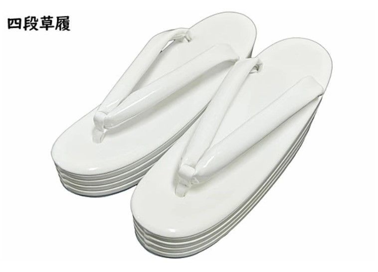 草履 振袖 厚底 四段 ぞうり 四段重ね ホワイト 四枚芯 Sサイズ