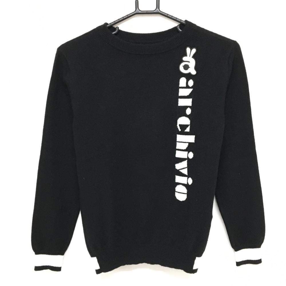 超 アルチビオ セーター 黒×白 背面星 カシミヤ100％ ニット レディース 38 M ゴルフウェア archivio