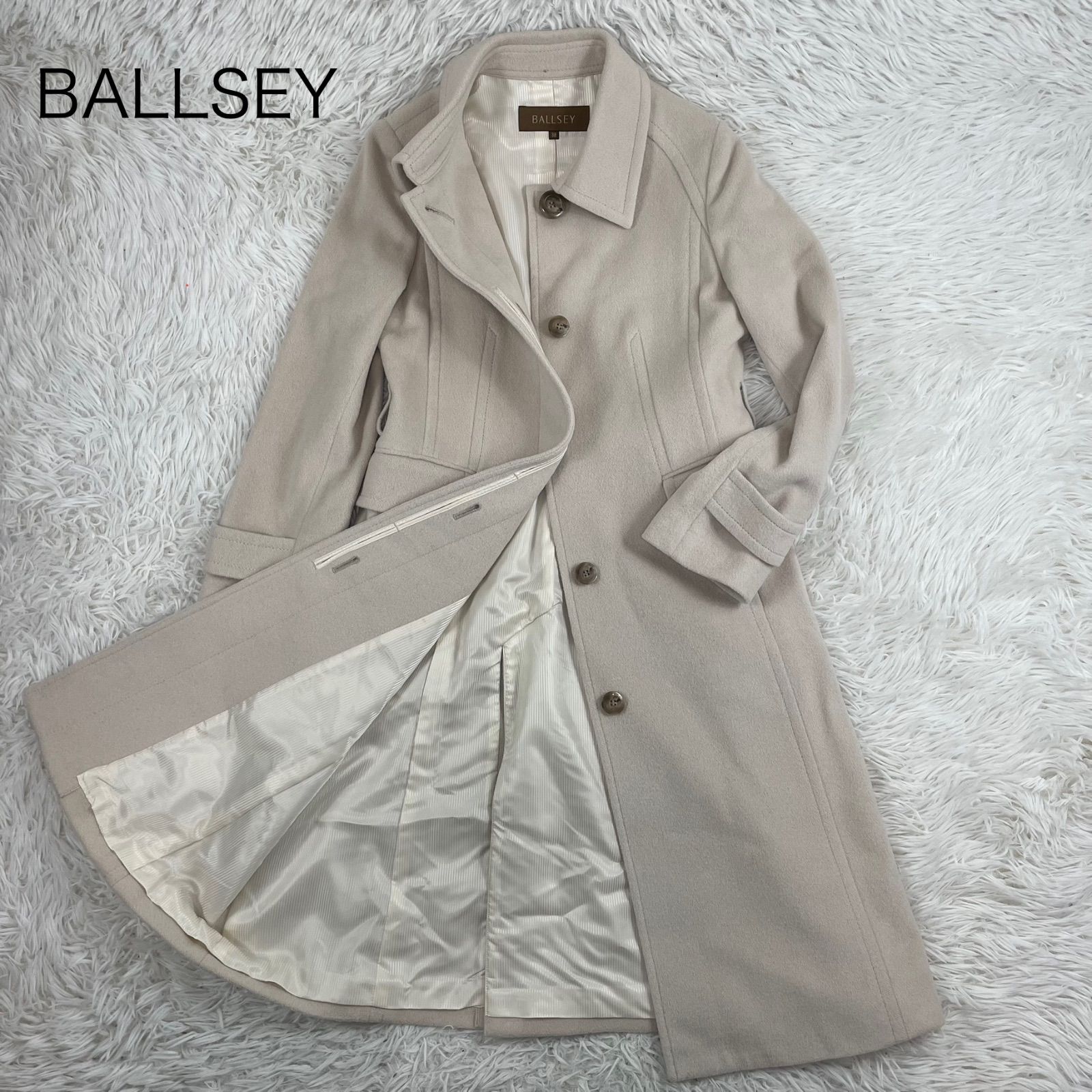 美品 BALLSEY アンゴラ スタンドカラーコート ロングコート M 
