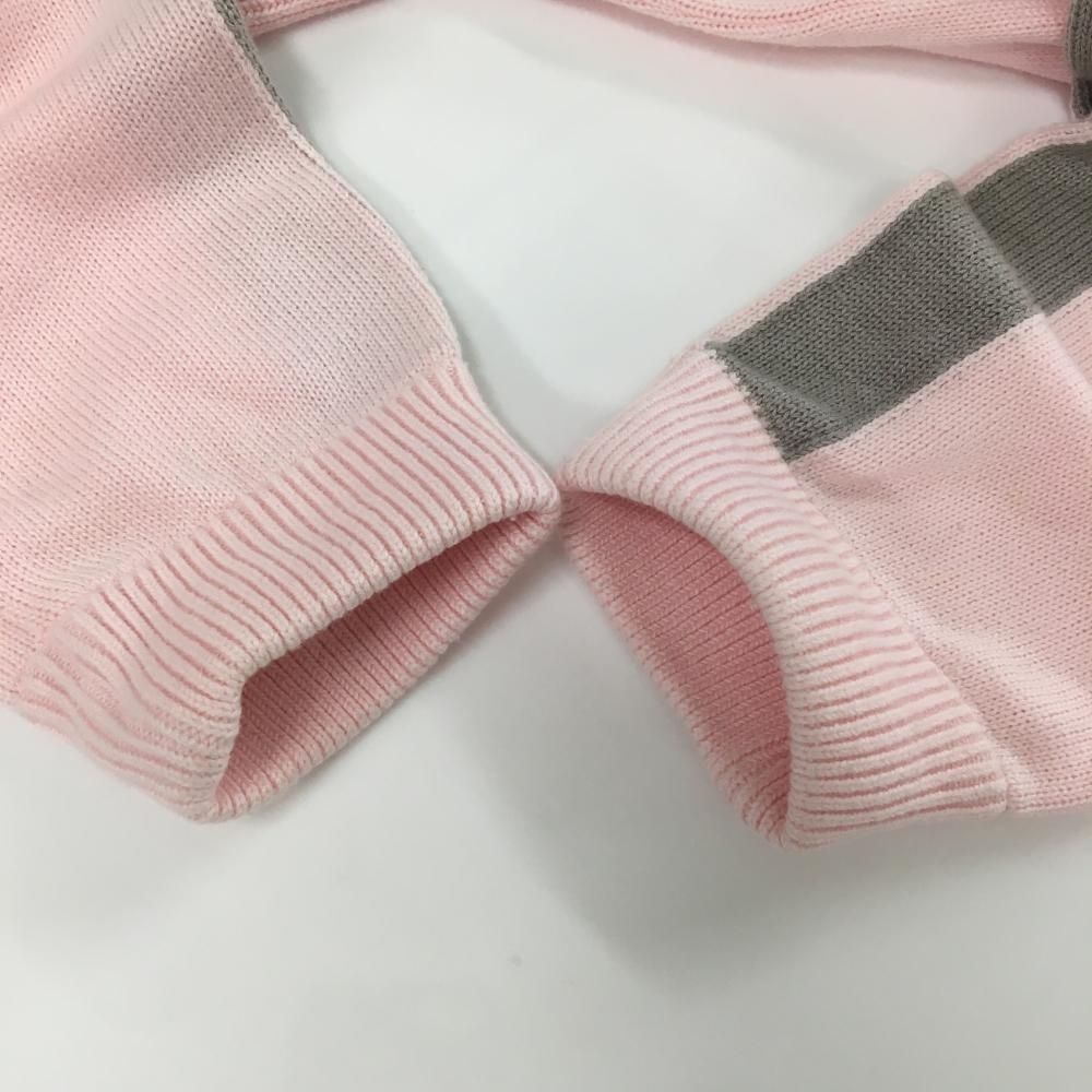 パーリーゲイツ ハイネックセーター ライトピンク×グレー ハーフジップ