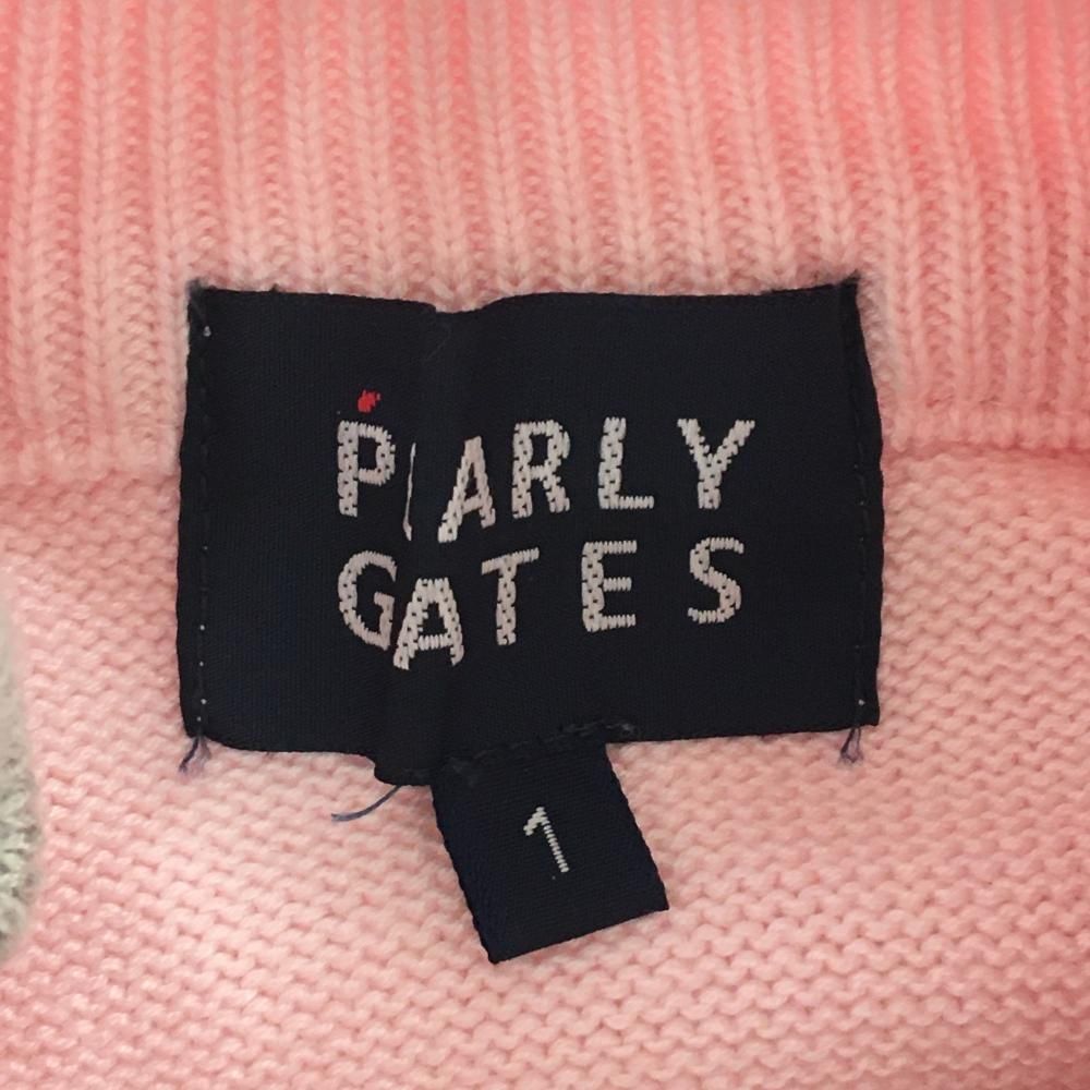 パーリーゲイツ ハイネックセーター ライトピンク×グレー ハーフジップ