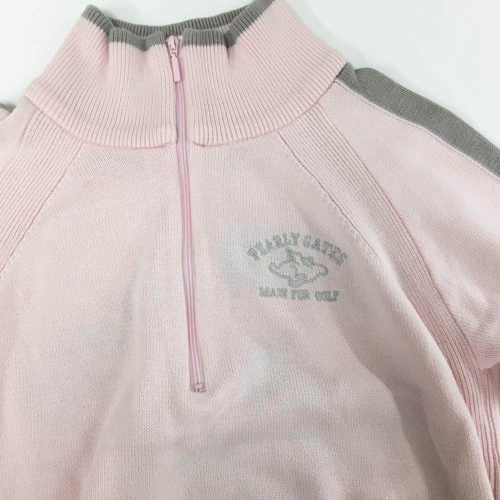 パーリーゲイツ ハイネックセーター ライトピンク×グレー ハーフジップ