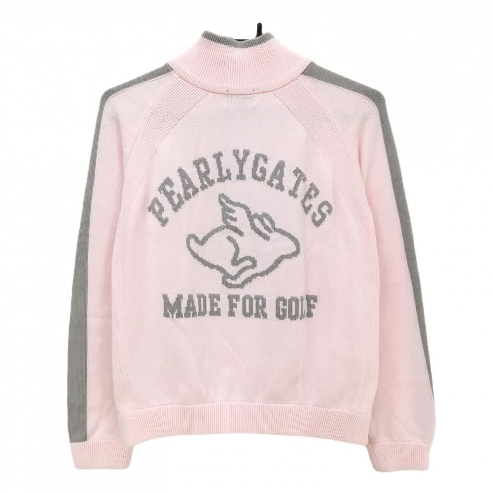 パーリーゲイツ ハイネックセーター ライトピンク×グレー ハーフジップ