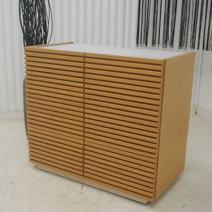 アウトレット 現品限り 一部 大 ♥ 展示品 格子デザイン 収納 ボード サイドボード ８０幅 オーク ナチュラル 250508-ジェネシス80 sb