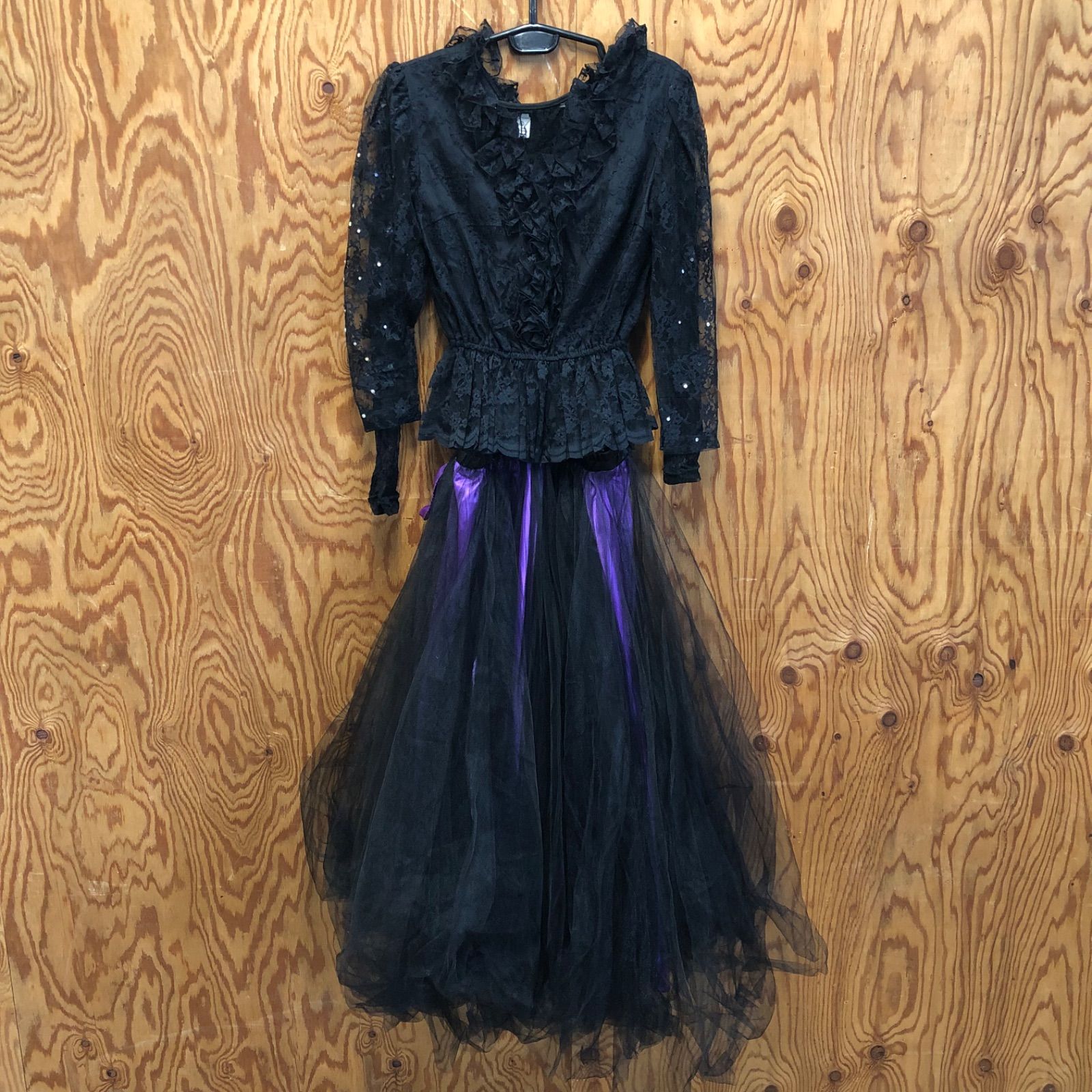 げ交渉 社交ダンスドレス パーティドレス スパンコール シースルー ブラック フリル