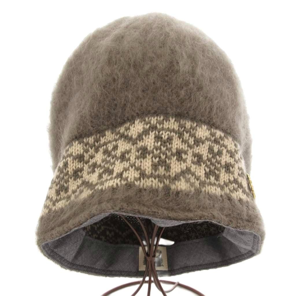 カシラ CA4LA モヘアニット帽 ビーニー ロゴ 総柄 茶 ブラウン /GV