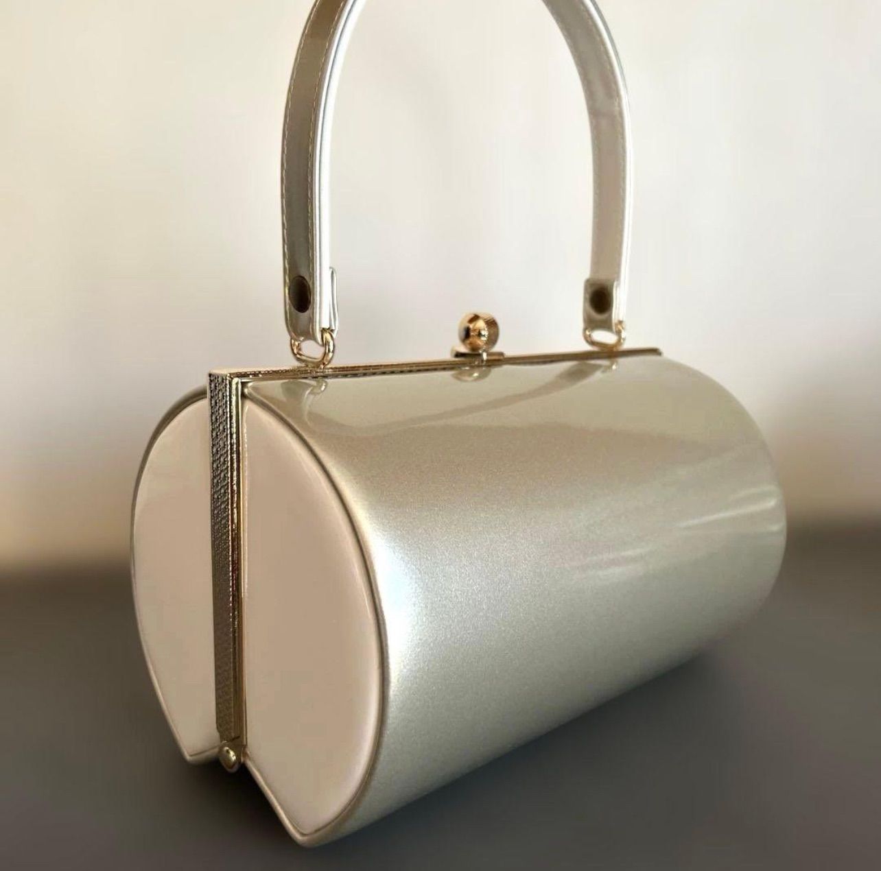 エナメル厚底草履バッグセット|シャンパンゴールド×ホワイト